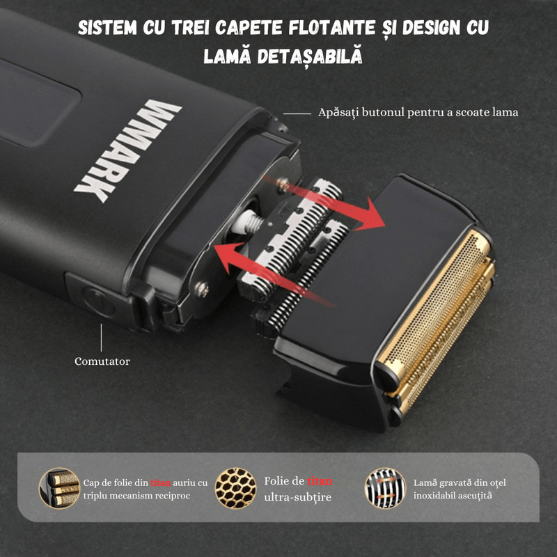 Ingrijire personala si Cosmetice - Aparate & accesorii ingrijire personala - Aparate de ras si tuns - Aparate de ras electrice - Aparat Ras Electric Profesional BIRAI SmoothX, 8100 RPM, LED, USB, Lame Duble, Umed/Uscat, Smart Care, Waterproof, Negru - Infinity.ro