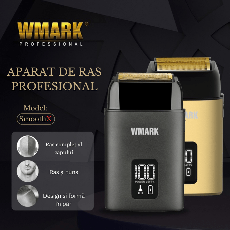 Ingrijire personala si Cosmetice - Aparate & accesorii ingrijire personala - Aparate de ras si tuns - Aparate de ras electrice - Aparat Ras Electric Profesional BIRAI SmoothX, 8100 RPM, LED, USB, Lame Duble, Umed/Uscat, Smart Care, Waterproof, Negru - Infinity.ro