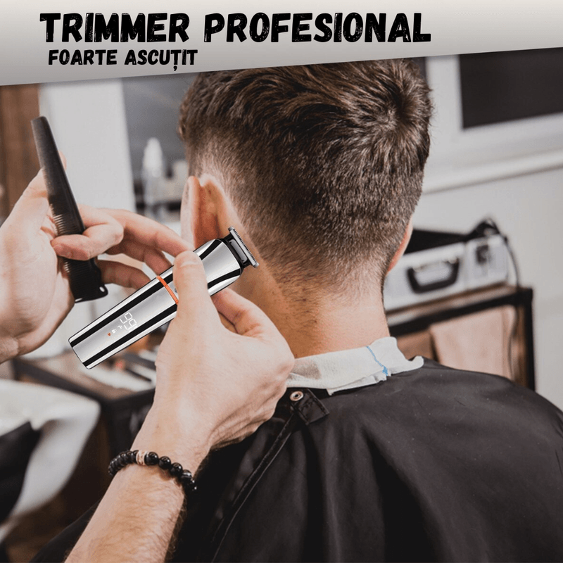 Ingrijire personala si Cosmetice - Aparate & accesorii ingrijire personala - Aparate de ras si tuns - Seturi complete de ras & tuns - Masina Tuns si Ras 6in1 BIRAI LK-860, LED, Lame Titan, USB, 99 Min, Rezistenta Apa, Trimer, Shaver, Argintiu - Infinity.ro
