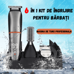 Ingrijire personala si Cosmetice - Aparate & accesorii ingrijire personala - Aparate de ras si tuns - Seturi complete de ras & tuns - Masina Tuns si Ras 6in1 BIRAI LK-860, LED, Lame Titan, USB, 99 Min, Rezistenta Apa, Trimer, Shaver, Argintiu - Infinity.ro