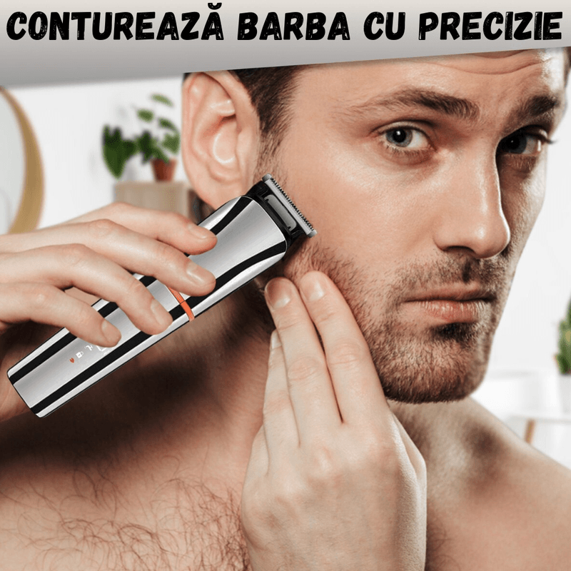 Ingrijire personala si Cosmetice - Aparate & accesorii ingrijire personala - Aparate de ras si tuns - Seturi complete de ras & tuns - Masina Tuns si Ras 6in1 BIRAI LK-860, LED, Lame Titan, USB, 99 Min, Rezistenta Apa, Trimer, Shaver, Argintiu - Infinity.ro