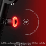 Sport si Outdoor - Ciclism - Accesorii pentru biciclete - Lumini biciclete - Stop Bicicleta Inteligent BIRAI, Senzor Franare, Auto Start/Stop, 5 Moduri LED, USB, IPX5, Usor de Instalat, Negru - Infinity.ro