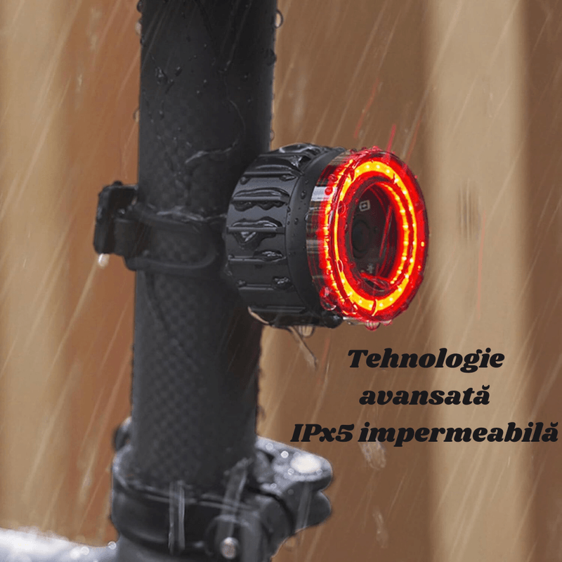 Sport si Outdoor - Ciclism - Accesorii pentru biciclete - Lumini biciclete - Stop Bicicleta Inteligent BIRAI, Senzor Franare, Auto Start/Stop, 5 Moduri LED, USB, IPX5, Usor de Instalat, Negru - Infinity.ro