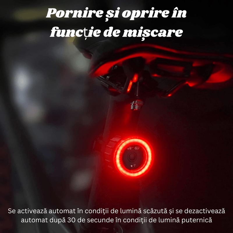Sport si Outdoor - Ciclism - Accesorii pentru biciclete - Lumini biciclete - Stop Bicicleta Inteligent BIRAI, Senzor Franare, Auto Start/Stop, 5 Moduri LED, USB, IPX5, Usor de Instalat, Negru - Infinity.ro