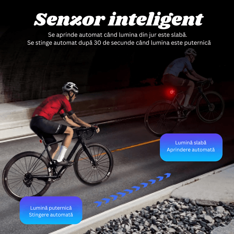 Sport si Outdoor - Ciclism - Accesorii pentru biciclete - Lumini biciclete - Stop Bicicleta Inteligent BIRAI, Senzor Franare, Auto Start/Stop, 5 Moduri LED, USB, IPX5, Usor de Instalat, Negru - Infinity.ro