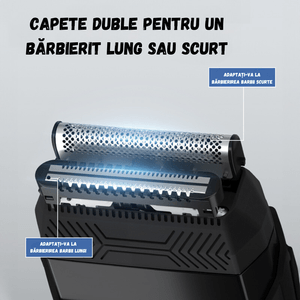 Aparat Ras Electric BIRAI BladeX PRO, 8500 RPM, 3 Lame, LED, USB, Waterproof, Umed/Uscat, Trimmer, Negru