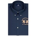 Fashion, accesorii si bijuterii - Barbati - Imbracaminte - Camasi barbati - Camasa La Martina regular fit cu logo brodat CCMC01, Bleumarin, 3XL INTL - Infinity.ro