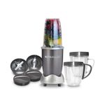 Electronice si Electrocasnice - Electrocasnice bucatarie - Mixere, tocatoare & roboti de bucatarie - Blendere si mini tocatoare - Set cu Blender Nutribullet si multe accesorii, Multifunctional, Putere 600W, vas 0.7L, 12 piese, 1 viteza, gri - Infinity.ro