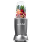 Electronice si Electrocasnice - Electrocasnice bucatarie - Mixere, tocatoare & roboti de bucatarie - Blendere si mini tocatoare - Set cu Blender Nutribullet si multe accesorii, Multifunctional, Putere 600W, vas 0.7L, 12 piese, 1 viteza, gri - Infinity.ro