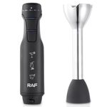 Electronice si Electrocasnice - Electrocasnice bucatarie - Mixere, tocatoare & roboti de bucatarie - Blendere si mini tocatoare - Blender vertical de mana, RAF R780, 1500W, 12000rpm, 4 lame, din otel inoxidabil, 42x6cm, negru - Infinity.ro