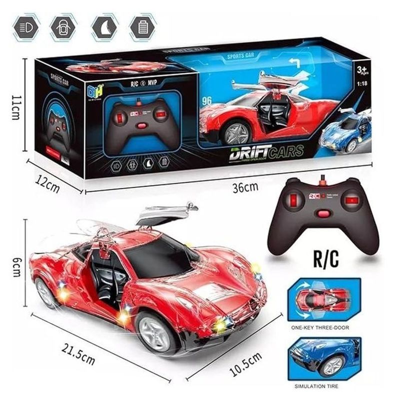 Jucarii, Copii si Bebe - Jucarii si jocuri - Vehicule si jucarii cu telecomanda - Masinute - Masinuta de jucarie cu telecomanda, copii 3 + ani, cu Usi Automate si Lumini, 21.5x10.5x6 cm, Rosu - Infinity.ro