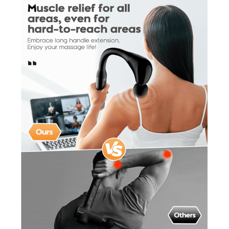 Ingrijire personala si Cosmetice - Sanatate si wellness - Articole wellness - Aparate si dispozitive de masaj - Aparat de Masaj Profesional Flexibil Forma L: 5 Viteze, 4 Capete, Durata a Bateriei Pana la 5 Ore Intersanjabil - Infinity.ro