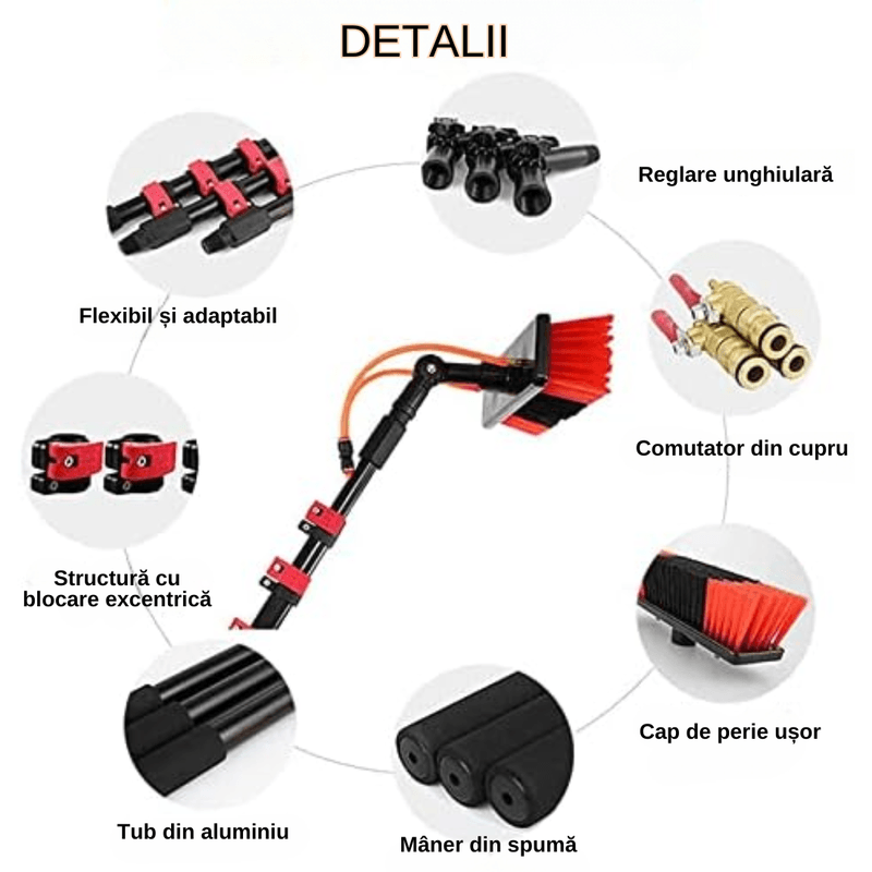 Casa si Gradina - Electrice - Panouri solare si accesorii - Accesorii panouri solare - Perie Profesionala Telescopica, Multifunctionala - Curatare Panouri Solare, Geamuri, Racleta, Pol Retractabil - Infinity.ro