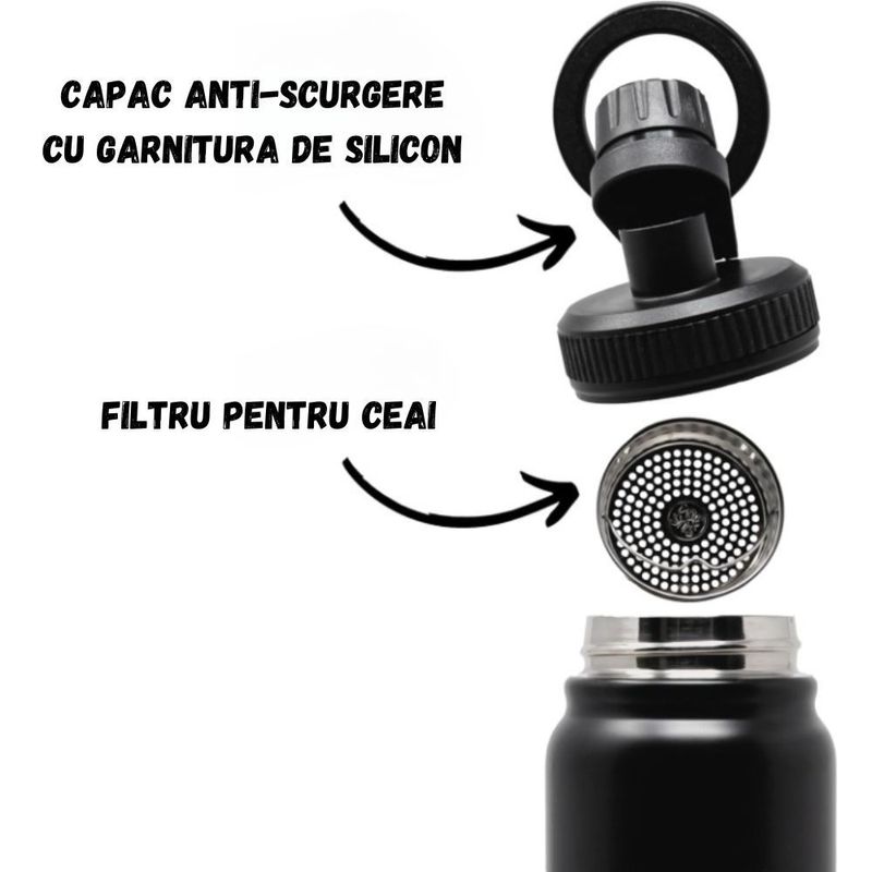 Casa si Gradina - Bucatarie si vesela - Accesorii bar - Termosuri si Cani termos - Termos / Sticla de Apa cu Inel Magsafe, 600 ml Bautura La Temperatura Potrivita si un Suport Sigur pentru Telefonul Tau - Infinity.ro
