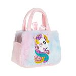 Jucarii, Copii si Bebe - Jucarii si jocuri - Jucarii de plus - Unicorn de Plus in Geanta cu Blana Artificiala Colorata si Glitter, 20×10×25 cm, multicolor - Infinity.ro