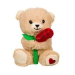 Jucarii, Copii si Bebe - Jucarii si jocuri - Jucarii de plus - Ursulet de Plus cu Trandafir Rosu, 12×9×15 cm, bej - Infinity.ro