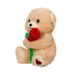 Jucarii, Copii si Bebe - Jucarii si jocuri - Jucarii de plus - Ursulet de Plus cu Trandafir Rosu, 12×9×15 cm, bej - Infinity.ro