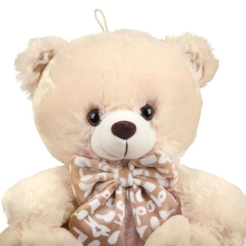 Jucarii, Copii si Bebe - Jucarii si jocuri - Jucarii de plus - Ursulet de Plus cu Papion si Fundita, poliester, 25×21×28 cm, bej - Infinity.ro