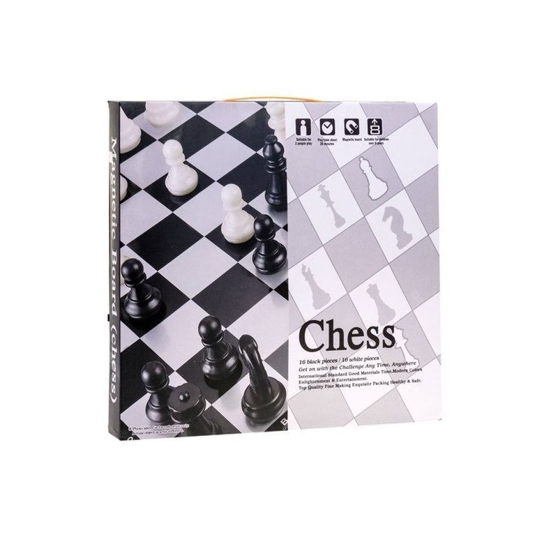 Jucarii, Copii si Bebe - Jucarii si jocuri - Jocuri si puzzle - Jocuri de societate - Joc Sah cu Tabla si Piese Magnetice, Dimensiuni Tabla 26×26×0,7cm, Alb-negru - Infinity.ro