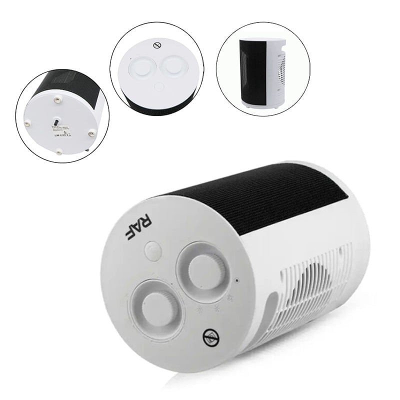 Electronice si Electrocasnice - Climatizare si sisteme de incalzire - Aparate incalzire aer - Aeroterme - Aeroterma electrica, RAF R1187, 1800W, pentru 25mp, cu 3 moduri de operare, silentios si discret, 28x24x24cm, alb-negru - Infinity.ro