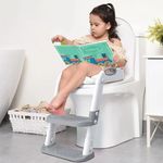 Jucarii, Copii si Bebe - Igiena si ingrijire - Baia bebelusului - Olite si reductoare WC - Reductor WC, pentru copii, cu scarita, dimensiuni 41x12.5x39cm, gri - Infinity.ro