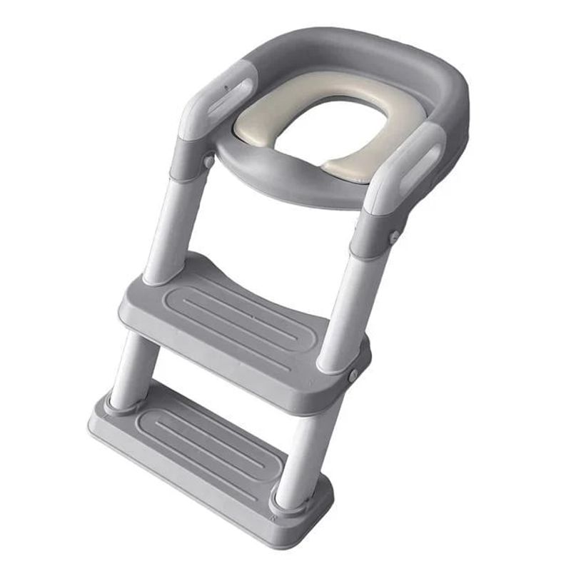 Jucarii, Copii si Bebe - Igiena si ingrijire - Baia bebelusului - Olite si reductoare WC - Reductor WC, pentru copii, cu scarita, dimensiuni 41x12.5x39cm, gri - Infinity.ro