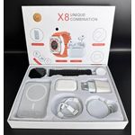 Laptop, Telefoane si Tablete - Wearables si gadgeturi - Wearables - Smartwatch-uri - Set complet cu Smartwatch X8 de 2", casti in-ear wireless, incarcator, cabluri, baterie externa, 8 in 1, Alb/Gri - Infinity.ro