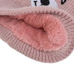 Fashion, accesorii si bijuterii - Copii - Accesorii copii - Caciuli si palarii copii - Set Caciula cu manusi si fular, model ursulet, poliester, pentru copii 9 luni+, roz - Infinity.ro