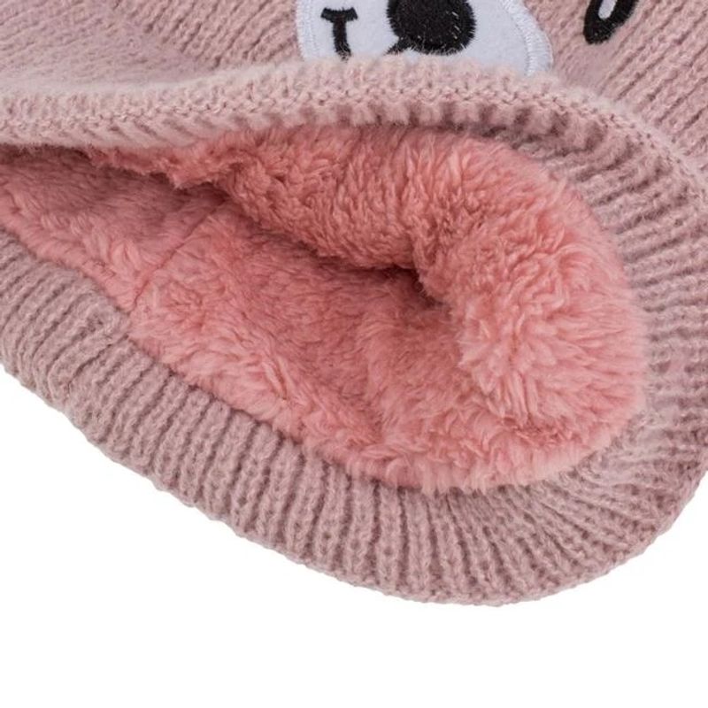 Fashion, accesorii si bijuterii - Copii - Accesorii copii - Caciuli si palarii copii - Set Caciula cu manusi si fular, model ursulet, poliester, pentru copii 9 luni+, roz - Infinity.ro