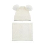 Fashion, accesorii si bijuterii - Copii - Accesorii copii - Caciuli si palarii copii - Set Caciula cu Strasuri, Urechi Pompon si Fular, captuseala fleece, 6 ani, ecru - Infinity.ro