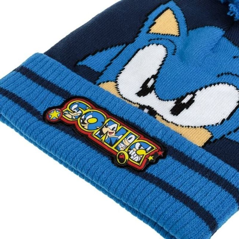 Fashion, accesorii si bijuterii - Copii - Accesorii copii - Caciuli si palarii copii - Set Caciula, Manusi si Fular, Model Sonic, captuseala fleece, 3 piese, 8 ani, albastru - Infinity.ro