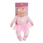 Jucarii, Copii si Bebe - Jucarii si jocuri - Papusi si accesorii - Papusi - Papusa bebelus cu body si fusta tutu, cu sunet de plans si corp moale, varsta 3+ ani, 50cm, roz - Infinity.ro