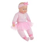 Jucarii, Copii si Bebe - Jucarii si jocuri - Papusi si accesorii - Papusi - Papusa bebelus cu body si fusta tutu, cu sunet de plans si corp moale, varsta 3+ ani, 50cm, roz - Infinity.ro