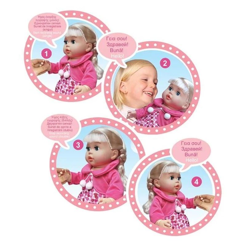 Jucarii, Copii si Bebe - Jucarii si jocuri - Papusi si accesorii - Papusi - Papusa interactiva care repeta cuvintele, varsta 3+ ani, 30x11x43cm, roz - Infinity.ro