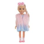 Jucarii, Copii si Bebe - Jucarii si jocuri - Papusi si accesorii - Papusi - Papusa manechin cu vesta din imitatie de blana si panglica de par, varsta 3+ ani, 20x10x48cm, multicolor - Infinity.ro