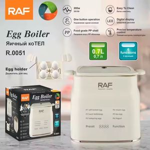 Fierbator electric pentru oua, RAF R0051, 300W, 0.7L, 6 functii, display digital, 18x15x14 cm, bej