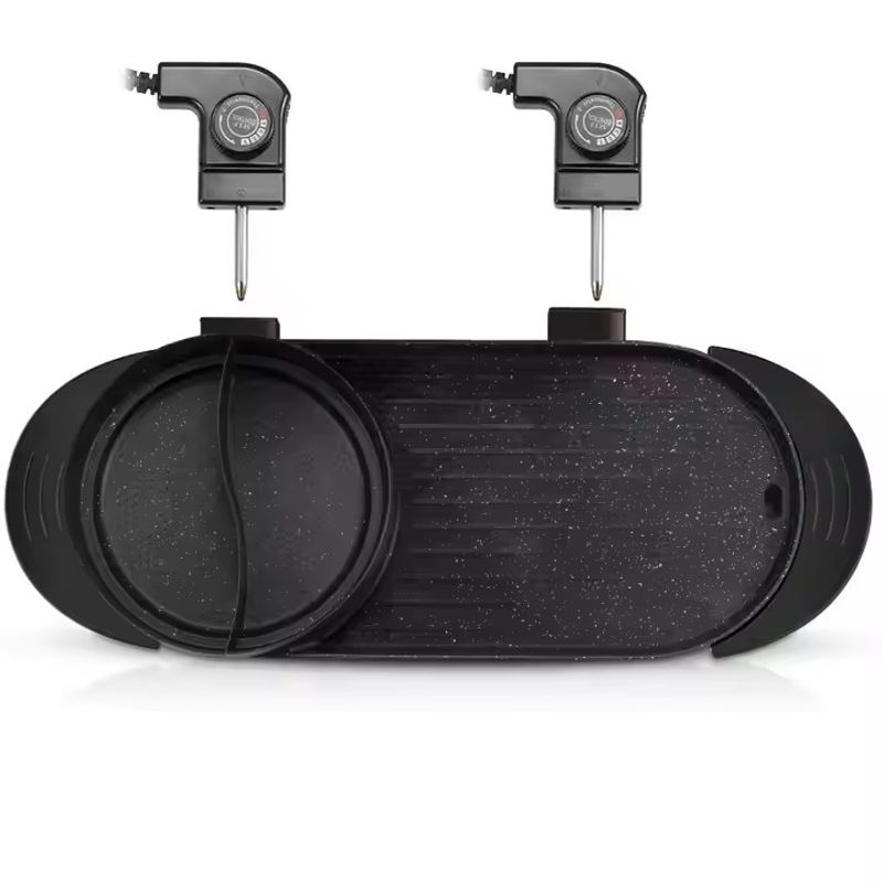 Electronice si Electrocasnice - Aragazuri, cuptoare si hote - Plite incorporabile - Plite electrice - Plita electrica, RAF R5413, 1800 W, 2.5 L capacitate, cu capac, 160℃-220℃, 70x25x10 cm, negru - Infinity.ro