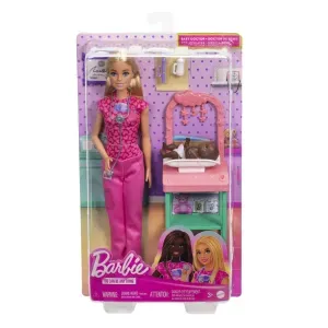 Barbie Set De Joaca Papusa Barbie Blonda Face Cariera Pediatru