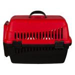 Petshop - Accesorii petshop - Culcusuri si custi - Genti si articole transport - Cusca de transport animale, din plastic dur, dimensiuni 48x28x30cm, rosu-negru - Infinity.ro