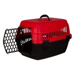 Petshop - Accesorii petshop - Culcusuri si custi - Genti si articole transport - Cusca de transport animale, din plastic dur, dimensiuni 48x28x30cm, rosu-negru - Infinity.ro
