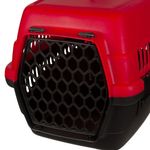 Petshop - Accesorii petshop - Culcusuri si custi - Genti si articole transport - Cusca de transport animale, din plastic dur, dimensiuni 48x28x30cm, rosu-negru - Infinity.ro