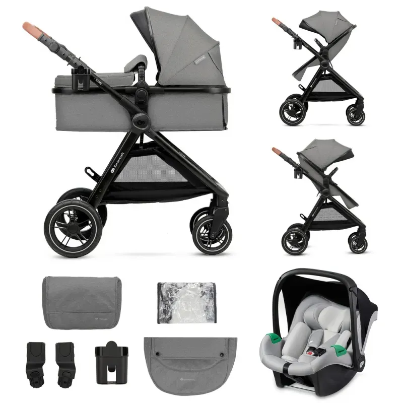 Jucarii, Copii si Bebe - Carucioare si articole de transport - Carucioare - Carucioare 3 in 1 - Carucior Kinderkraft Esme, 3 In 1, Moonlight Grey - Infinity.ro
