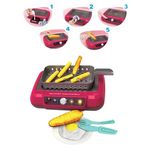 Jucarii, Copii si Bebe - Jucarii si jocuri - Jucarii de rol - Bucatarii copii - Jucarie aragaz-gratar cu 20 de accesorii, sunete si lumina, din plastic, 44x9x34cm, multicolor - Infinity.ro