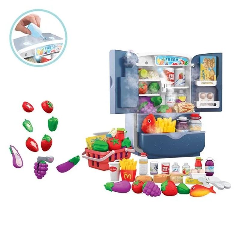 Jucarii, Copii si Bebe - Jucarii si jocuri - Jucarii de rol - Bucatarii copii - Frigider de jucarie, cu sunet si lumina, accesorii incluse, 46x15x35.5cm, multicolor - Infinity.ro