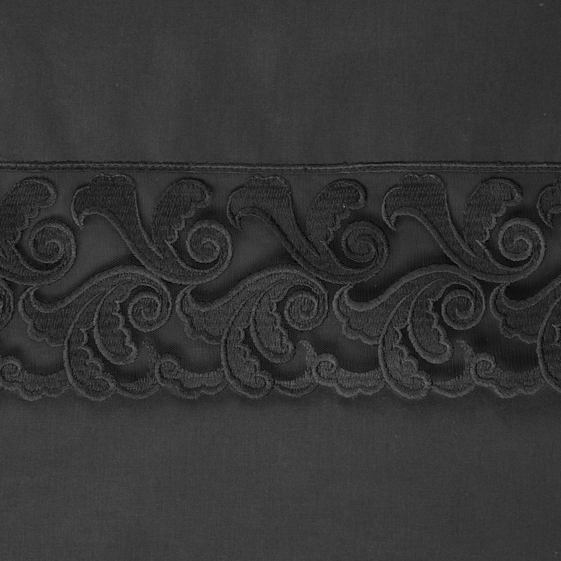 Casa si Gradina - Textile si covoare - Lenjerii de pat - Seturi de lenjerie - Lenjerie PREMIUM LANA din bumbac ranforce decorat cu dantela eleganta,1 husa plapuma + 2 fete perna, 160 x 200 cm, gri inchis - Infinity.ro