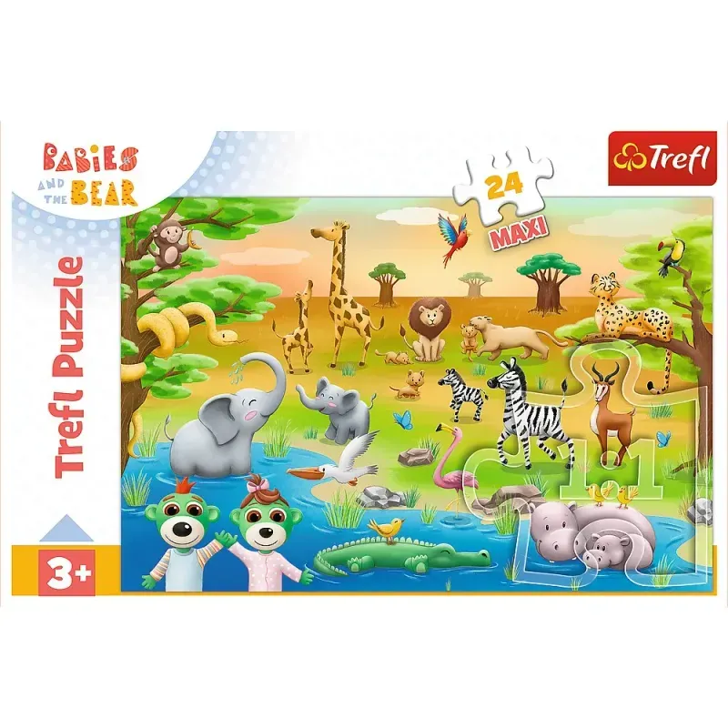 Jucarii, Copii si Bebe - Jucarii si jocuri - Jocuri si puzzle - Puzzle - Puzzle Trefl 24 Maxi Babies And The Bear Safari - Infinity.ro