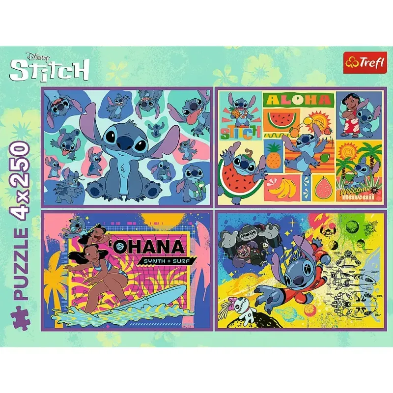 Jucarii, Copii si Bebe - Jucarii si jocuri - Jocuri si puzzle - Puzzle - Puzzle Trefl 4x250 Disney Uimitorul Stitch - Infinity.ro
