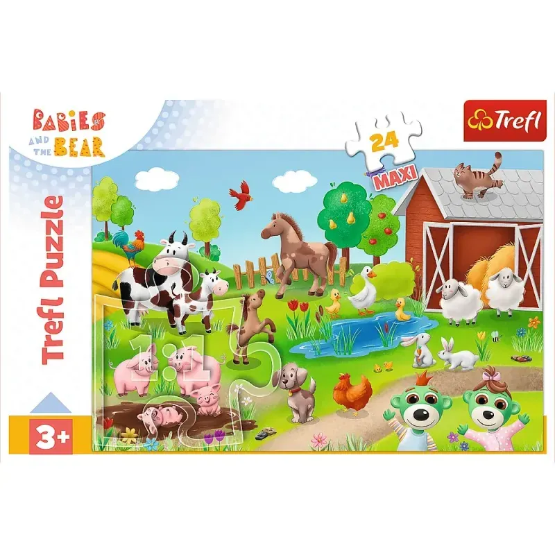 Jucarii, Copii si Bebe - Jucarii si jocuri - Jocuri si puzzle - Puzzle - Puzzle Trefl 24 Maxi Babies And The Bear Animale La Ferma - Infinity.ro