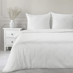 Casa si Gradina - Textile si covoare - Lenjerii de pat - Seturi de lenjerie - Set lenjerie de pat VERA din bumbac satinat cu dungi,1 husa plapuma + 2 fete perna, 160 x 200 cm, alb - Infinity.ro