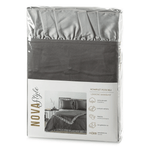 Casa si Gradina - Textile si covoare - Lenjerii de pat - Seturi de lenjerie - Set lenjerie de pat NOVA STYLE ELIZA decorat cu margine contrastanta,1 husa plapuma + 2 fete perna, 160 x 200 cm, gri - Infinity.ro